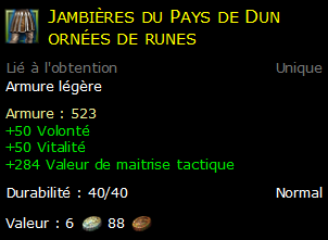 Jambières du Pays de Dun ornées de runes