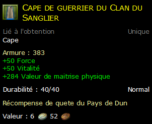 Cape de guerrier du Clan du Sanglier