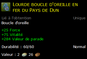 Lourde boucle d'oreille en fer du Pays de Dun