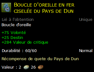 Boucle d'oreille en fer ciselée du Pays de Dun