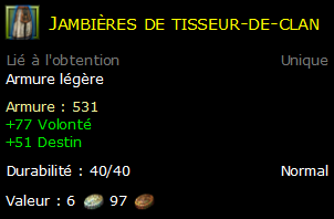 Jambières de tisseur-de-clan