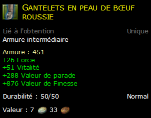 Gantelets en peau de bœuf roussie