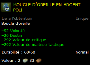 Boucle d'oreille en argent poli