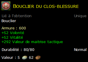 Bouclier du clos-blessure