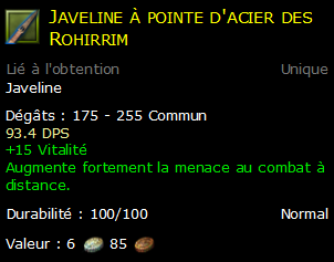 Javeline à pointe d'acier des Rohirrim