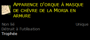 Apparence d'orque à masque de chèvre de la Moria en armure