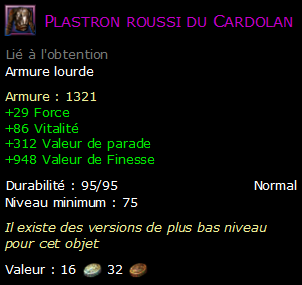 Plastron roussi du Cardolan