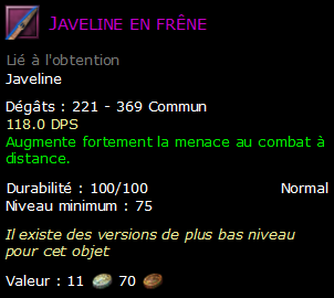 Javeline en frêne