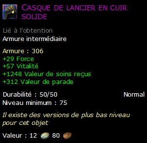 Casque de lancier en cuir solide