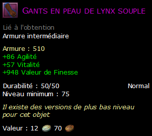 Gants en peau de lynx souple