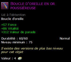 Boucle d'oreille en or poussiéreuse