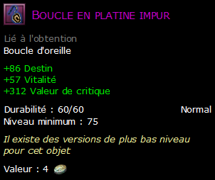 Boucle en platine impur