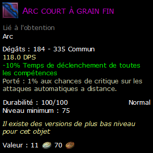 Arc court à grain fin