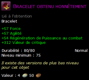 Bracelet obtenu honnêtement