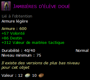 Jambières d'élève doué