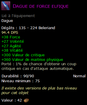 Dague de force elfique