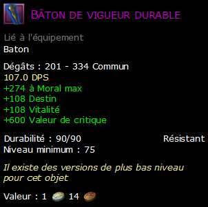 Bâton de vigueur durable