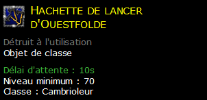 Hachette de lancer d'Ouestfolde