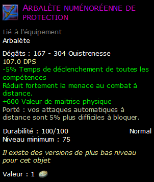 Arbalète numénoréenne de protection