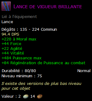 Lance de vigueur brillante