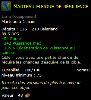 Marteau elfique de résilience