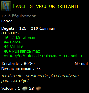 Lance de vigueur brillante