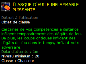 Flasque d'huile inflammable puissante