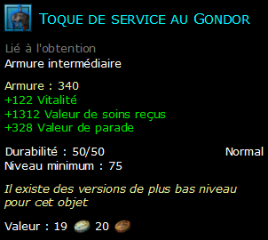 Toque de service au Gondor