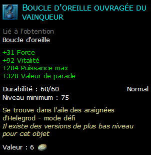 Boucle d'oreille ouvragée du vainqueur