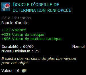 Boucle d'oreille de détermination renforcée