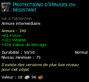 Protections d'épaules du résistant