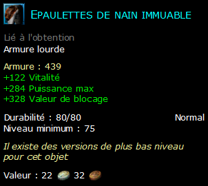 Epaulettes de nain immuable