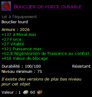 Bouclier de force durable