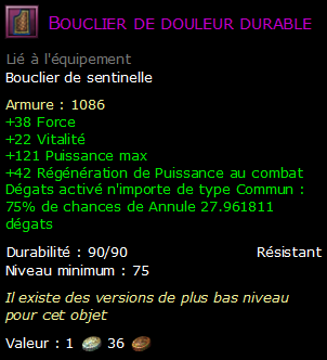 Bouclier de douleur durable