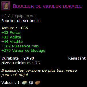 Bouclier de vigueur durable