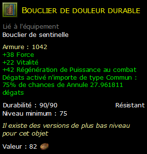 Bouclier de douleur durable