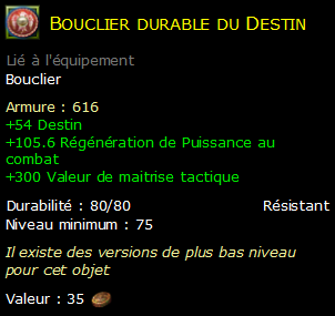 Bouclier durable du Destin