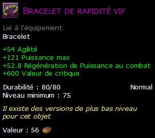 Bracelet de rapidité vif