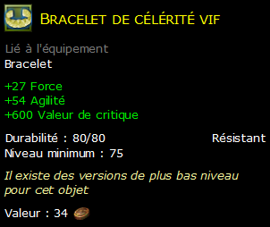 Bracelet de célérité vif