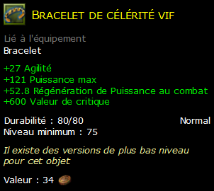 Bracelet de célérité vif