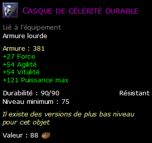 Casque de célérité durable