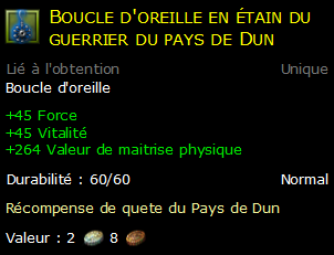 Boucle d'oreille en étain du guerrier du pays de Dun