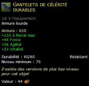 Gantelets de célérité durables