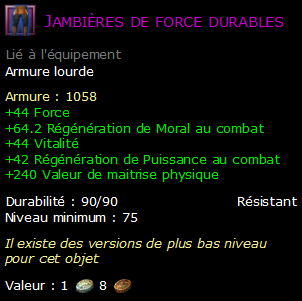 Jambières de force durables