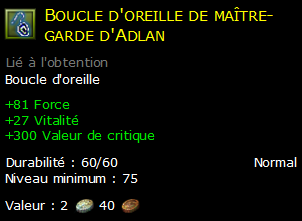 Boucle d'oreille de maître-garde d'Adlan