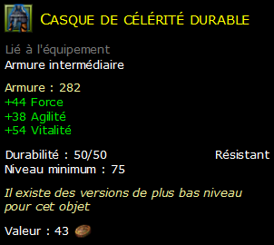 Casque de célérité durable