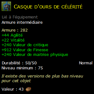 Casque d'ours de célérité