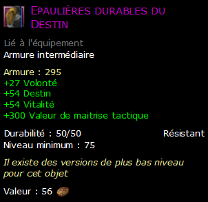 Epaulières durables du Destin