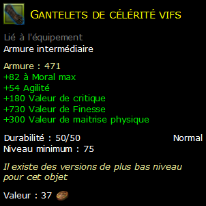 Gantelets de célérité vifs