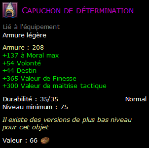 Capuchon de détermination